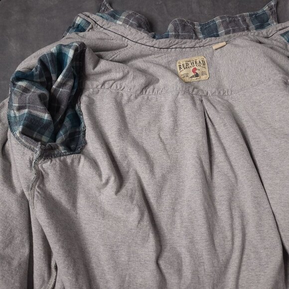 RedHead Mens Plaid Flannel Shirt Jacket XL Gray Long Sleeve Lined Pockets - Picture 5 of 8
